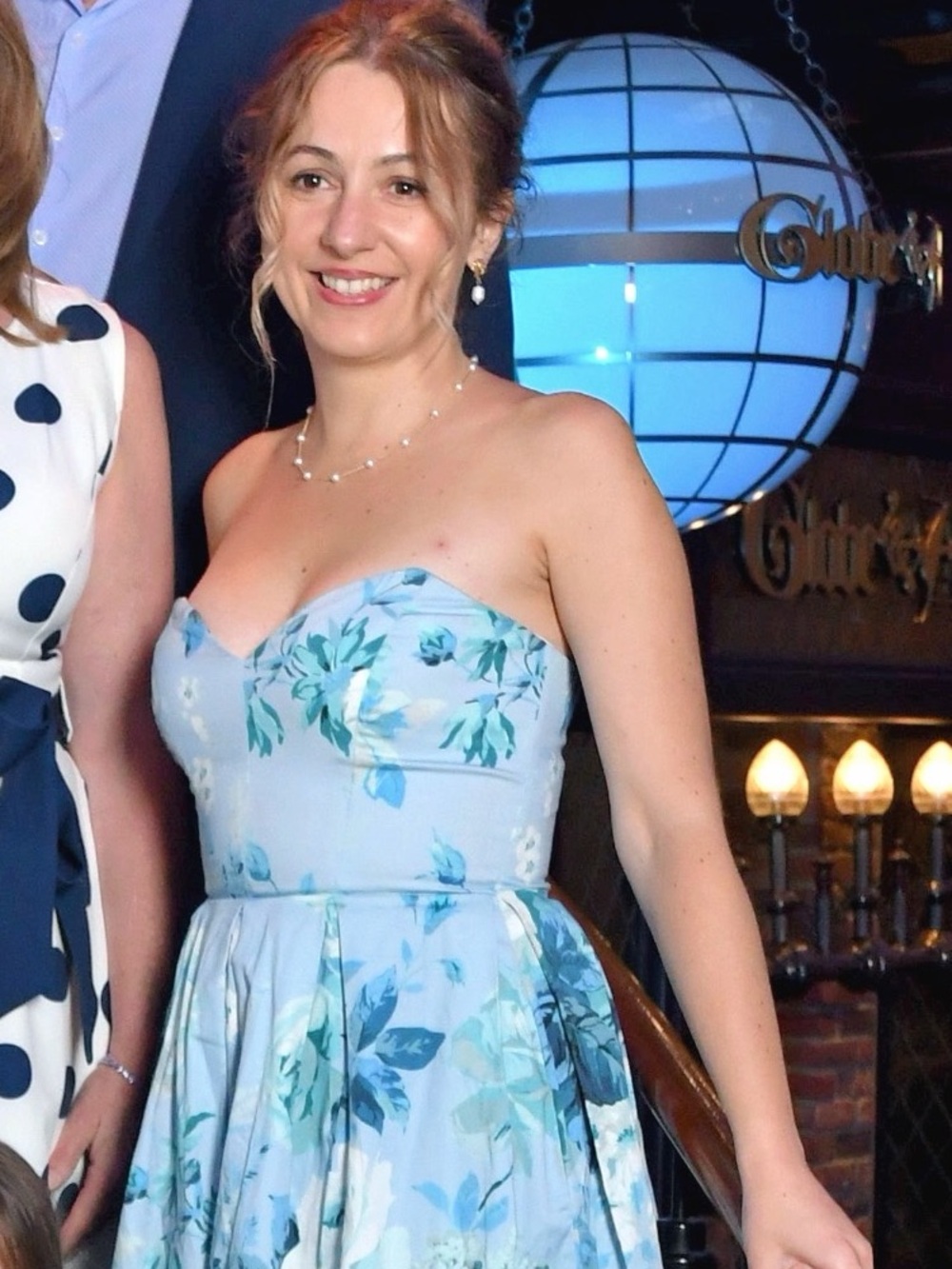ASOS Blue Floral Strapless Midi Dress